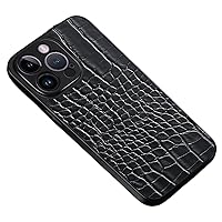 Personalized Slim Business Crocodile Pattern PU+PC Phone Case Compatible with iPhone 14 13 12 11 8 7 6 S X XS XR Plus Pro Max Mini Back Cover. Luxury Edge Reinforced Bumper(Black,13 Pro Max)