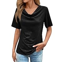 Women's Tops Summer Casual Short Sleeves Shirts 2024 Fashion Loose Solid Pullover Tees Blouses