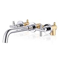 Wall Mount Bathroom Faucet, ARCORA Chrome Bathroom Sink Faucet 2 Handle Vanity Faucet Rough in Valve Included