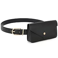 Fanny Packs for Women Fashion Leather Belt Bag Removable Belt Waist Pack for Party Travel, Black, M