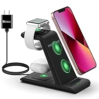 Wireless Charging Station for Apple Products 3 in 1 Wireless Charger Stand Compatible with Apple Watch Ultra 9 8 7 SE 6 5 AirPods Pro 2 iPhone 15 14 13 12 11 Plus Pro Max Multiple Devices Charger
