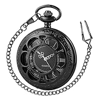 Engraved Pattern Design Quartz Pocket Watch Roman/Arabic Numerals for Birthdays Xmas Best Gifts