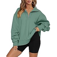 CHICZONE Womens Quarter Zip Oversized Pullover Long Sleeve Zip Up Sweatshirts Trendy Fall Y2K Clothes with Pockets