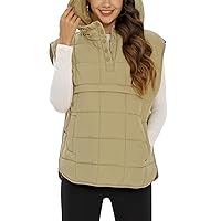 Flygo Women Quilted Pullover Puffer Vest Jacket Oversized Lightweight Sleeveless Down Vests Outerwear