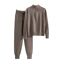 Women Autumn Winter Knitted Sweater 2 Peice Set,Casual Outfits Jogger Two Piece Set,Korean Sports Tracksuit
