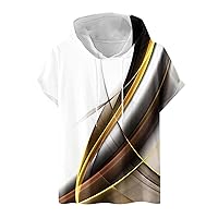 Men's Short Sleeve Hoodies Casual Hooded T-Shirt Workout Gym Sweatshirt for Men Fashion Print Tees Muscle Fit Tops