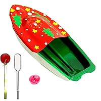 Yogic Mantra Pop Pop Boat Science Kit | Christmas Theme | 1 Noisy Putt Putt Steam Engine Boat | Classic, Retro, Collectible and Nostalgic Desi Indian Mela Boat | Candle Powered Tin Boats