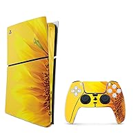 MightySkins Skin Compatible with Playstation 5 Slim Digital Edition Bundle - Sunflower Yellow | Protective, Durable, and Unique Vinyl Decal wrap Cover | Easy to Apply | Made in The USA