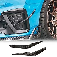 MCARCAR KIT Carbon Fiber Front Bumper Vent fits for Audi A4 B9 Quattro S-LINE S4 Sedan 4-Door 2020-2021 Fog Lamp Grill Air Fender Scoop Spoiler Canard Winglets Splitter Cover