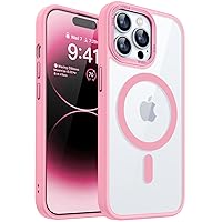 CANSHN Clear Magnetic Designed for iPhone 14 Pro Case [Compatible with Magsafe] [Not Yellowing] Slim Thin Shockproof Protective Bumper Cover Phone Case for iPhone 14 Pro 6.1 Inch - Pink
