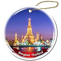 Bangkok Thailand Christmas Ornament Porcelain Double-Sided Ceramic Ornament,3 Inches