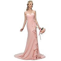 Women's Elegant Sweetheart Long Chiffon Bridesmaid Dress