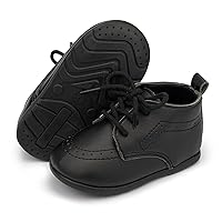 Sawimlgy Baby Boys Girls Premium Soft Leather Oxfords Dress Wedding Shoes Sturdy Rubber Sole Waterproof Lace Up Ankle Shoes Brogue Formal Loafers First Walker Newborn Infant Toddler Lazy Crib Shoes