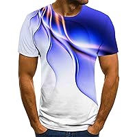 Men Fashion 3D Print Tops Summer Short Sleeve T Shirts Wrinkle Free Quick Dry Tee Top Casual Crewneck Lightweight Clothing