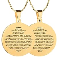 2PCS Solid Steel Laser Engraved God, Be In My Sport Athletes Sports Prayers Mens Womens Pendant Necklace Chain