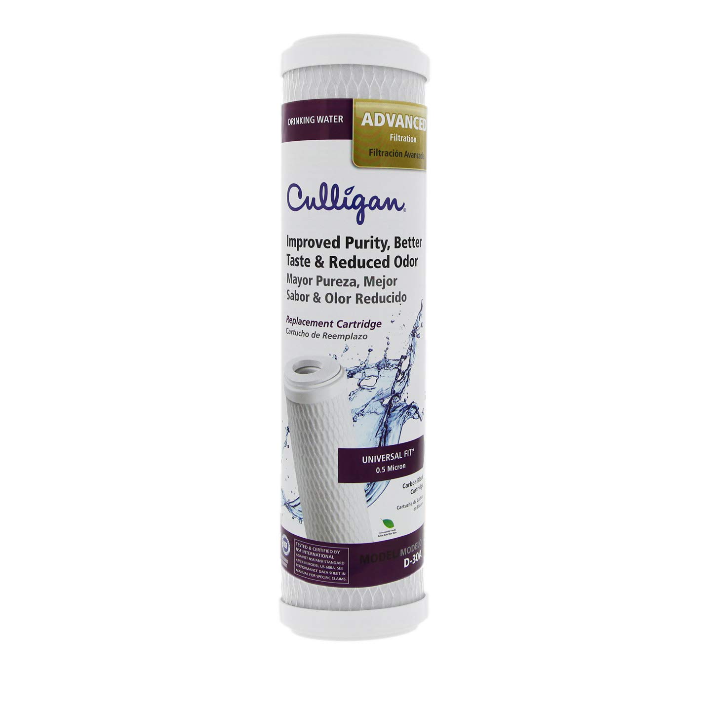 Culligan Advanced D-30A Water Filter Replacement Cartridge, 1,000 Gallon, White - D-30A Advanced