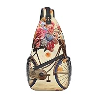 Sling Bag for Women Men Flower bicycle Cross Chest Bag Diagonally Casual Fashion Travel Hiking Daypack