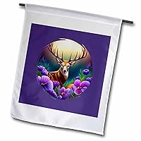 3dRose White-tailed Illinois Deer With Violets Colored Tattoo Art - Flags (fl-384050-2)
