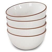 Mora Ceramic Bowls For Kitchen, 28oz - Bowl Set of 4 - For Cereal, Salad, Pasta, Soup, Dessert, Serving etc - Dishwasher, Microwave, and Oven Safe - For Breakfast, Lunch and Dinner - Vanilla White