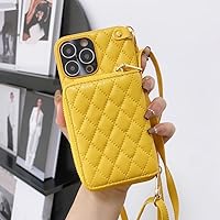 Zipper Wallet Leather Purse Case for iPhone 14 Pro Max 14Plus 13 11 12 Crossbody Lanyard Shoulder Cards Cosmetic Bag,Yellow,for iPhone 12