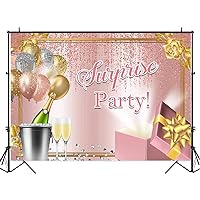 Party Banner Backgrounds Decorations Pink Glitter Rose Gold Balloons Backdrops Champagne Gifts Custom Birthday Supplies 7x5ft Vinyl