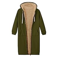 YZHM Womens Fleece Hoodies Zip Up Tunic Sweatshirts Winter Fuzzy Jacket Long Sherpa Coats Plus Size Trendy Sweatshirt Outwear, Fleece Sweatshirt for Women, Fleece Lined Jacket for Women Green