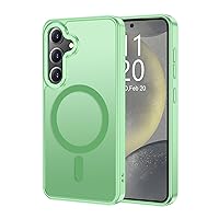 LUHOURI Enhanced Magnetic for Samsung Galaxy S24 Case - [Compatible with Magsafe] - 21ft Military-Grade Drop Tested, Slim Fit Shockproof Translucent Matte Cover - Tea Green