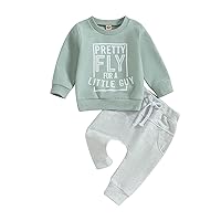 Baby Boy Fall Clothes Pretty Fly for A Little Guy Long Sleeve Sweatshirt Pants Set Toddler Winter Sweatsuits