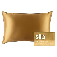 SLIP Queen Silk Pillow Cases - 100% Pure 22 Momme Mulberry Silk Pillowcase for Hair and Skin - Queen Size Standard Pillow Case - Anti-Aging, Anti-BedHead, Anti-Sleep Crease, Gold (20