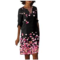 Spring Short Sleeve Work Tunic Dress Ladies Shift Trending Pocket Cotton Dress Womans Airoft Printed Baggy Pink 3XL