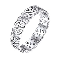 Silvora 925 Sterling Silver Celtic Knot Rings, Promise Rings for Women Men Vintage Eternity Band Ring Jewelry Size 4-11