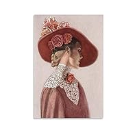 THAELY Art Poster Victorian Lady Wearing Rose Hat Wall Decoration (9) Canvas Painting Wall Art Poster for Bedroom Living Room Decor 08x12inch(20x30cm) Unframe-style-1