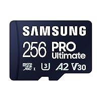 SAMSUNG PRO Ultimate microSD Memory Card + Adapter, 256GB microSDXC, Up to 200 MB/s, 4K UHD, UHS-I, Class 10, U3,V30, A2 for Action Cam, Drone, Gaming, Phones, Tablets, MB-MY256SA/CA[Canada Version]