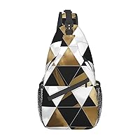 Sling Backpack crossbody for Man Woman Fashion Modern Gold Triangles cross body Adjustable Chest Bag