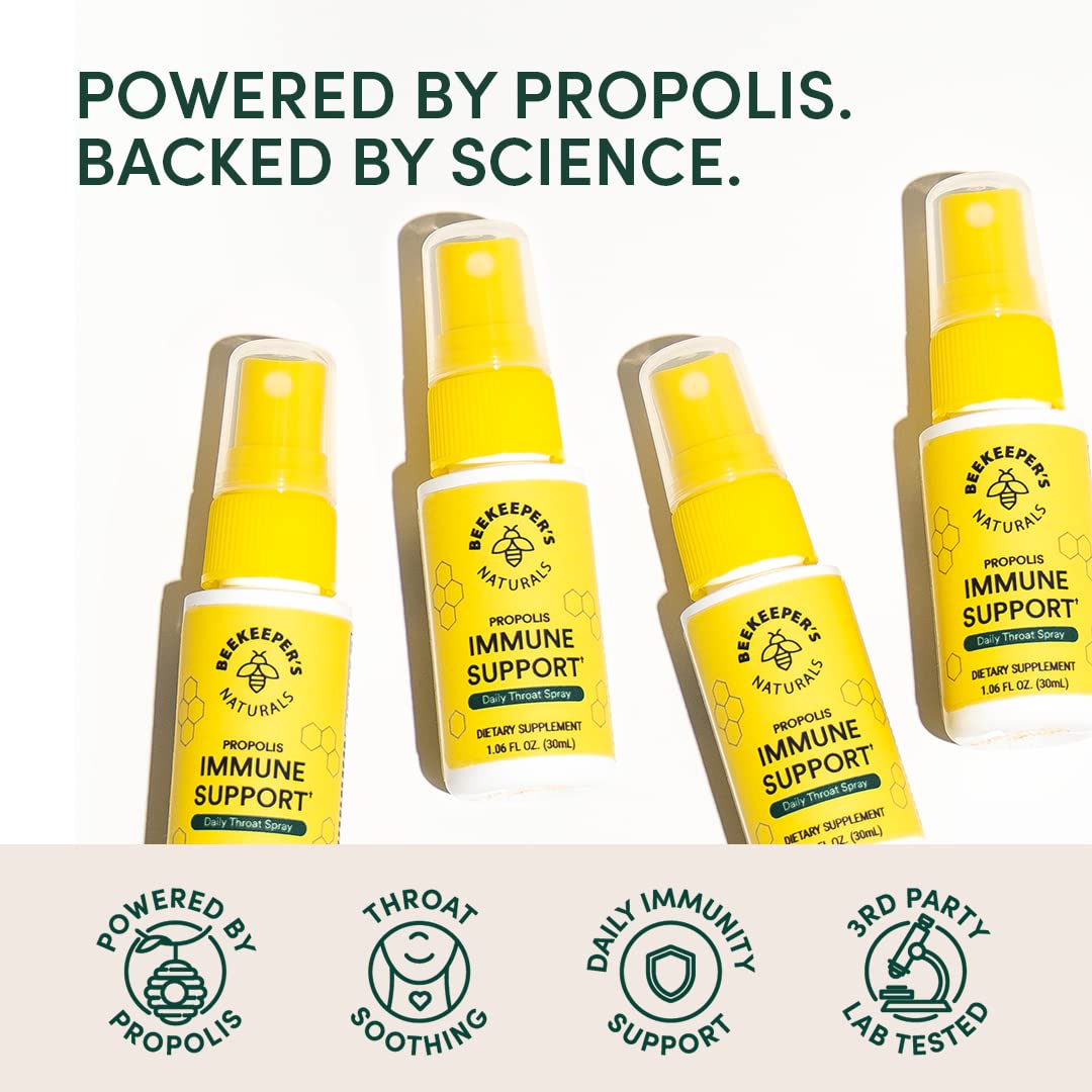 Beekeeper's Naturals Propolis Throat Spray, Natural Immune Support & Sore Throat Relief - Antioxidants, Keto, Paleo, Gluten-Free, 1.06 oz (Pack of 2)