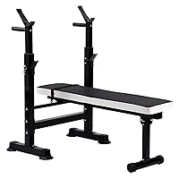 BalanceFrom Adjustable Folding Multifunctional Workout Station Adjustable Olympic Workout Bench with Squat Rack