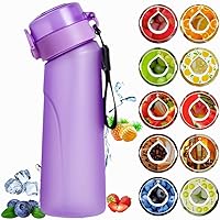 2.0 Air Water Bottle With 1 Flavour pods, 650ml Starter Up Set BPA Free Drinking Bottles, Flavour pods Scented 0 Sugar And Water Cup for Gift (Matte Purple+1 Random Pod)