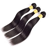 6A Grade Brazilian Virgin Hair Straight Human Hair Weave 3 Bundles 18 20 22 Inches Natural Black Color Pack of 3