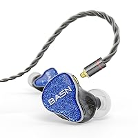 BASN Bmaster5 in Ear Monitors, 5 Drivers Drummer Headphones with Powerful Bass, Noise Isolation IEM Earbuds with Detachable MMCX Sliver-Plated OFC Cable for Musicians (Baltic Blue, MMCX)