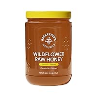 BEEKEEPER'S NATURALS Wildflower Honey - Raw, Wildcrafted, and Unprocessed- Rich in Nutrients and Beneficial Enzymes- Notes of Mint & Lavender-100% Raw, Pure Honey- Paleo-friendly, Gluten-Free (1.1lbs)