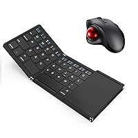 VssoPlor Bluetooth Trackball Mouse and Foldable Travel Keyboard Combo - Black