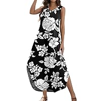 Vestidos Casuales para Mujer Womens Spring Maxi Dresses 2024 Women’S Casual Dress Womens Long Sundress Womens Maxi Dresses for Wedding Guest Womens Summer Dresses with Pockets Womens Cotton
