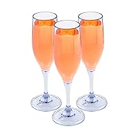 Bev Tek 6 Ounce Champagne Flutes, 50 Heavy-Duty Sparkling Champagne Flutes - Dishwashable, Shatterproof, Clear Plastic Mimosa Glasses, For All Kinds Of Beverage