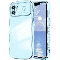 for iPhone 11 Case with Screen Protector - Cute Wave Frame Curly Shape with Love Heart for Women & Girls - Raised Camera Protection - Luxury Plating - Shockproof Phone Case 6.1
