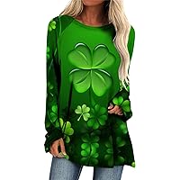 Woman St. Patrick's Day Long Sleeve Shirt Green Gifts Crew Neck Long Sleeve Tee Casual Womens Graphic Sweatshirts
