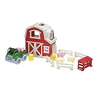 Farm Playset - 13 Piece Pretend Play, Motor Skills, Language & Communication Kids Role Play Toy. No BPA, phthalates, PVC. Dishwasher Safe, Recycled Plastic, Made in USA, Red, Pack of 1