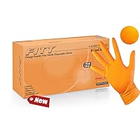 FITT Orange Nitrile Disposable Industrial Gloves, Raise Texture, 8 Mil, Heavy Duty