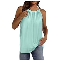 Womens Tank Tops Casual Flowy Printed Vest Shirts Sleeveless Cotton Soft Summer Tees Blouses Neck Tanks Shirt for Women