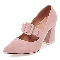 Womens Pointed Toe Block High Heel Formal Shoes Bow