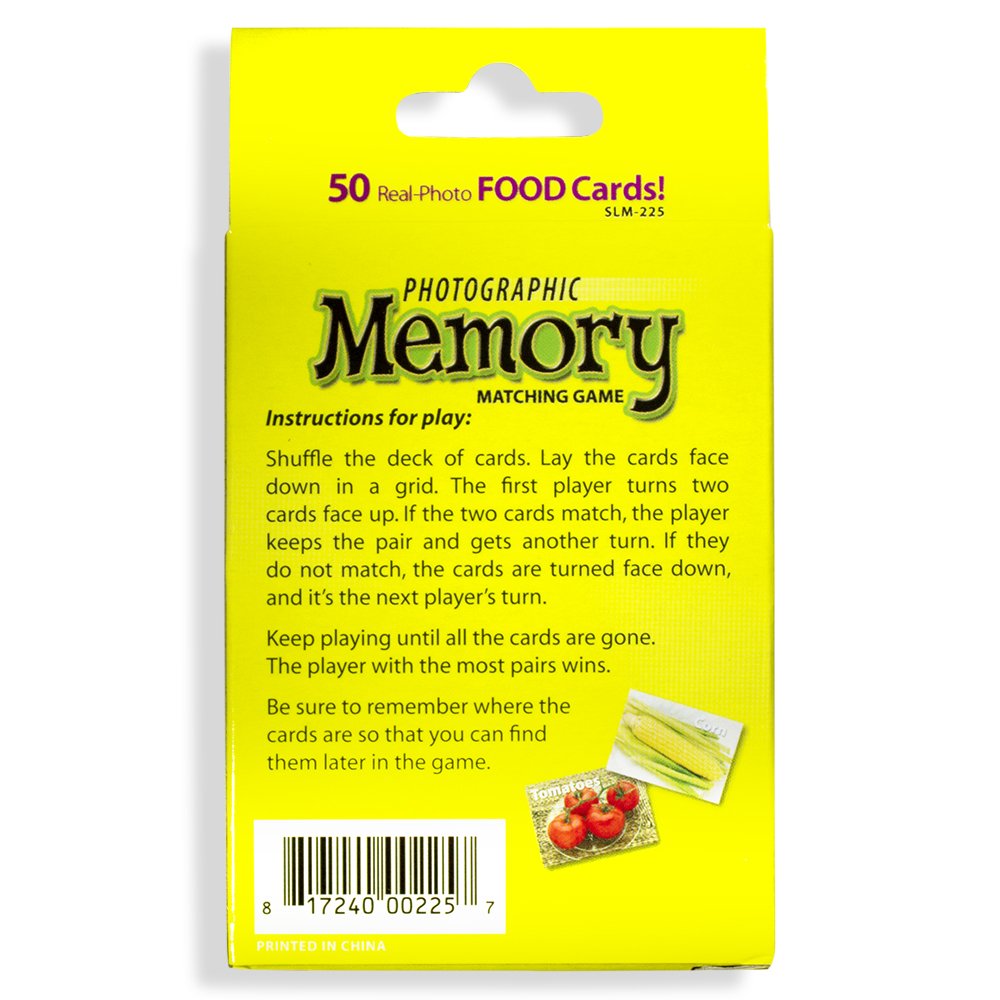 Stages Learning Materials Picture Memory Foods Card Real Photo Concentration Game, Yellow, Size 5 x 3